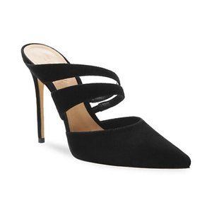 Schutz Kaela Blk Suede Mules NWOB Sz 10